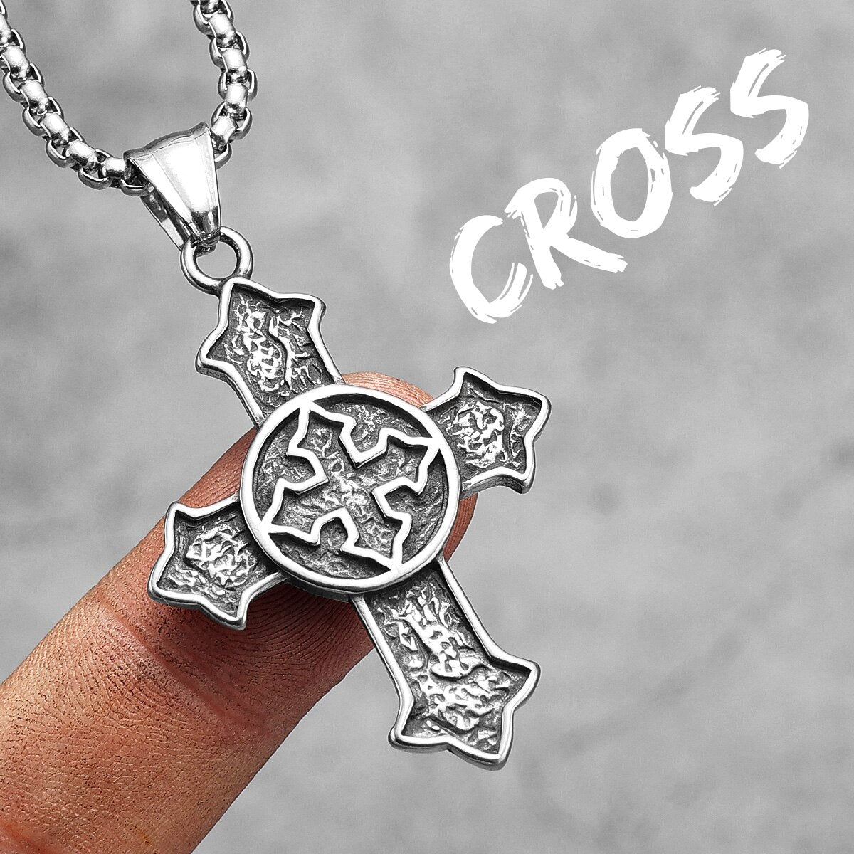 Religion Cross Amulet Stainless Steel Men Women Necklaces Pendants Chain Gothic Punk Trendy Jewelry Creativity Gift N654-Cross