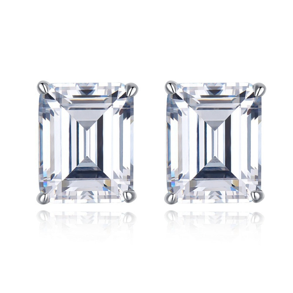 Vinregem 18K White Gold 8*10MM Sapphire Gemstones Stud Earrings For Women Wedding Gift 925 Sterling Silver Jewelry Default Title