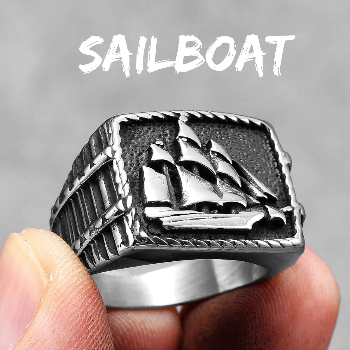 Anchor Lighthouse Ocean Sailor Ship Men Rings Stainless Steel Women Jewelry Vintage Punk Rock Fashion Accessories Gift R527-Silver