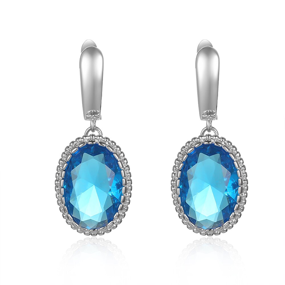 Classic Water Drop Cubic Zirconia Earrings for Women Luxury Inlay Blue/White Brilliant CZ Elegant Female Accessories Gift E1111-1