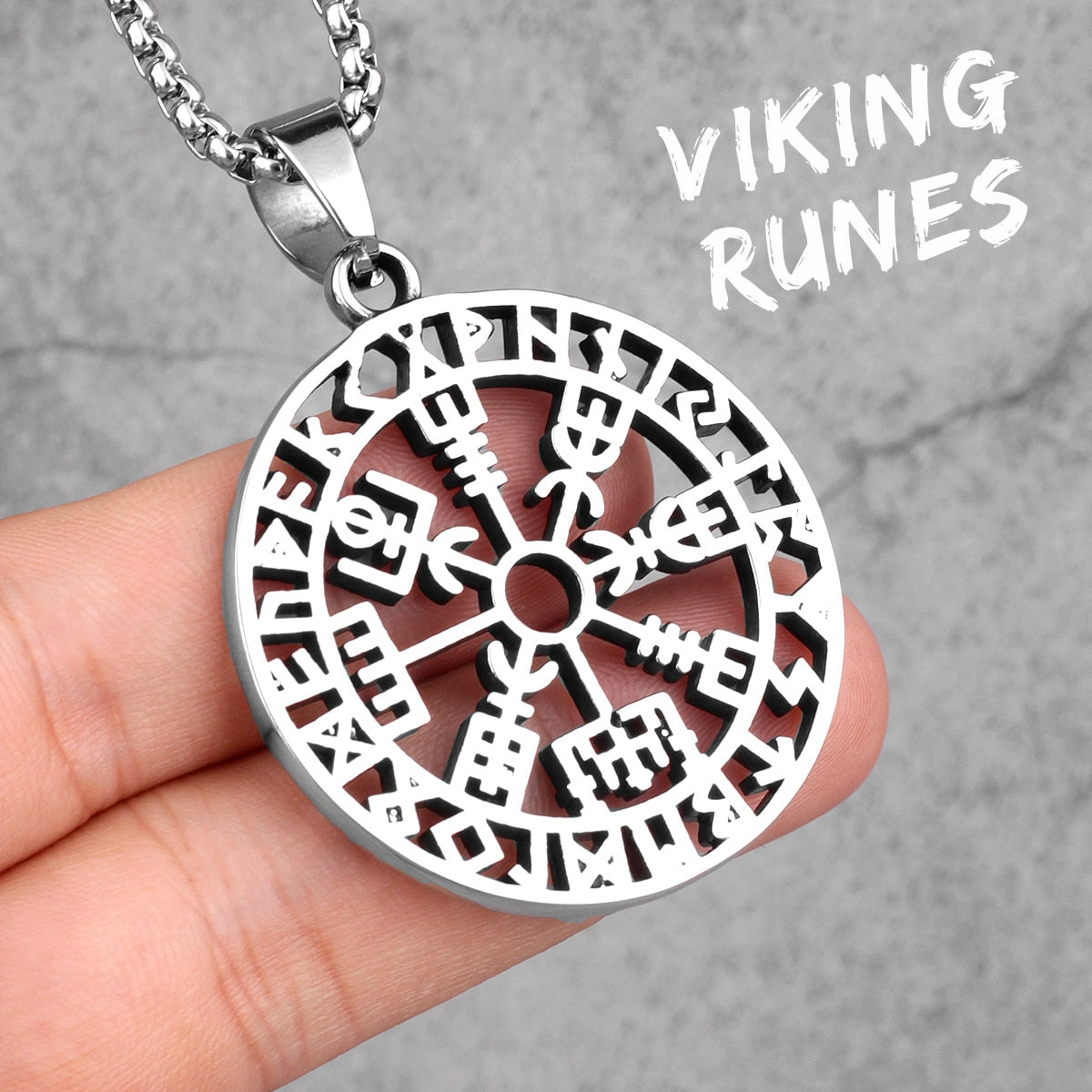 Stainless Steel Viking Pirate Odin Runes Men Necklaces Pendants Chain Punk for Boyfriend Male Jewelry Creativity Gift N445-Viking Runes
