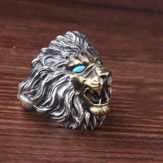 Retro Personality Domineering Lion Head Ring for Men's Fashion Trend Punk Rock Adjustable Size Ring Accessories Jewelry Gift AL13281 Resizable