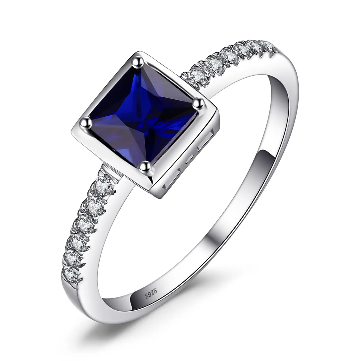 JewelryPalace Square Created Blue Sapphire 925 Sterling Silver Ring for Women Fashion Fine Jewelry 925 Sterling Silver China