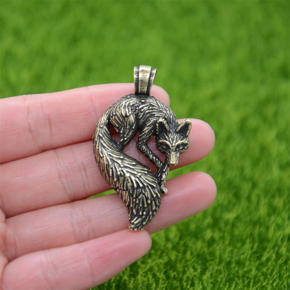 Slavic Fox Pendant Animal Viking Jewelry Necklace Men Accessories Goth Jewlery