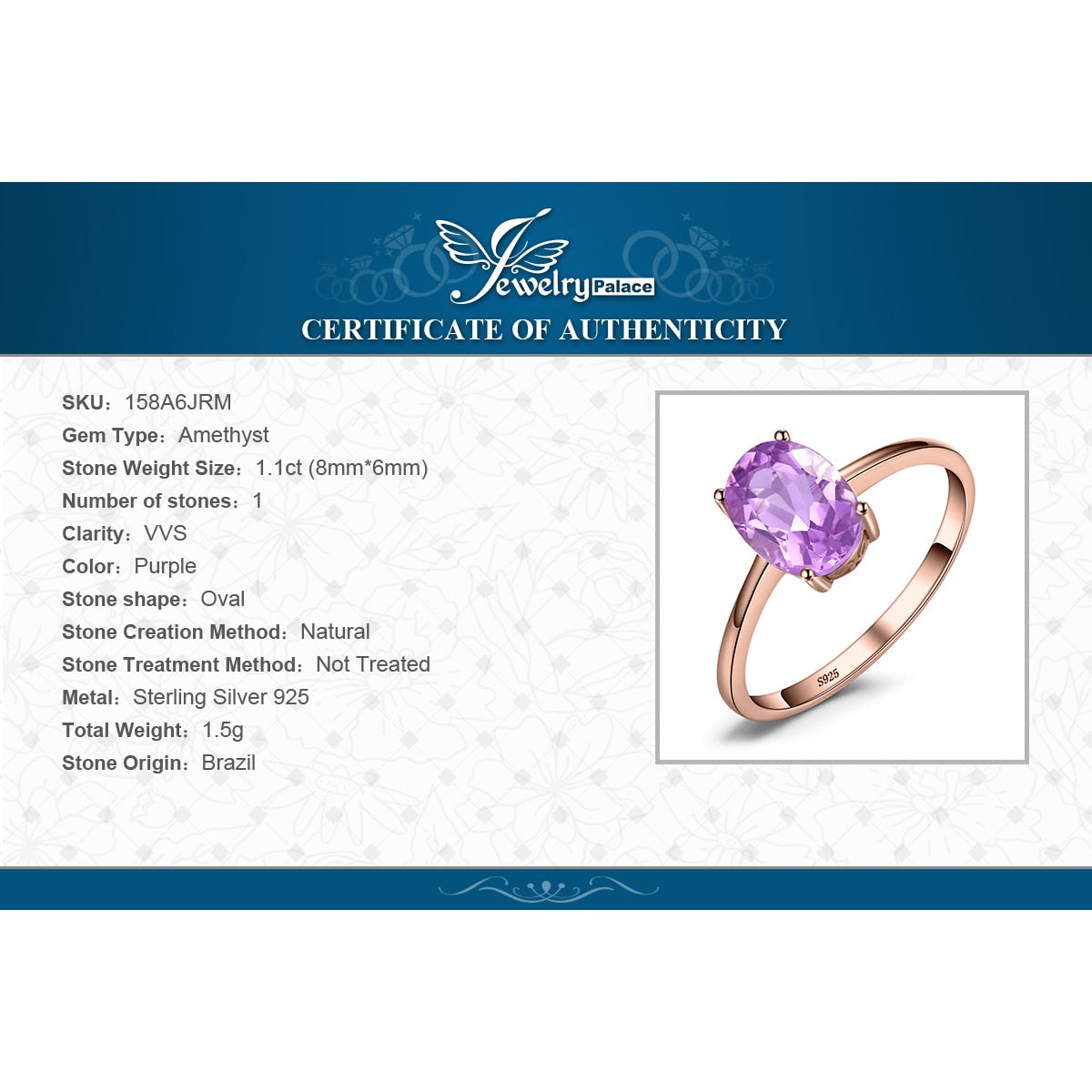 JewelryPalace Rose Gold Yellow Gold Plated Oval Natural Amethyst Citrine Garnet Topaz Peridot 925 Sterling Silver Ring for Women