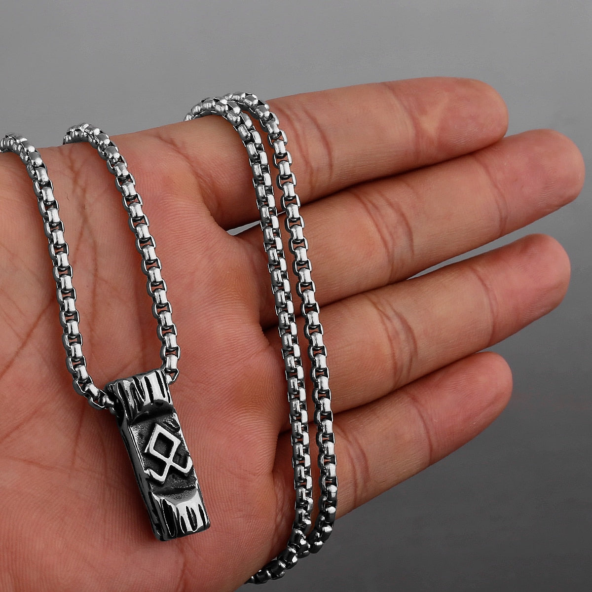 Viking Axe Necklace Pendant Valknut Stainless Steel Viking Men's Valknut Boyfriend Gift Jewelry Factory WJ 502 60cm