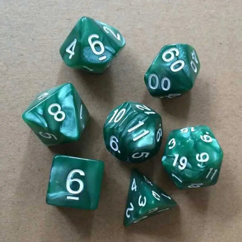 7Pcs Double-Colors Polyhedral DicePolyhedral Dice Game For RPG Dungeons And Dragons DND RPG MTG D20 D12 D10 D8 D6 D4 Table Game GreenB