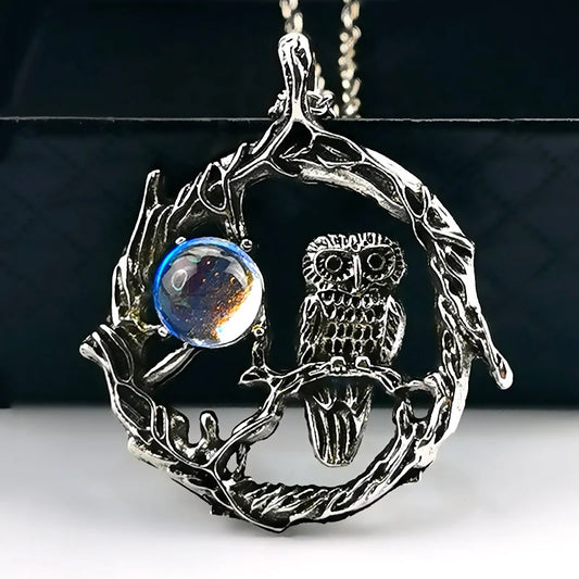 Moonstone Pendant Necklace Women's Fashion Summer Bohemian Vintage Jewelry Gothic Owl All-In-One Jewelry Party Gift Trend 2022