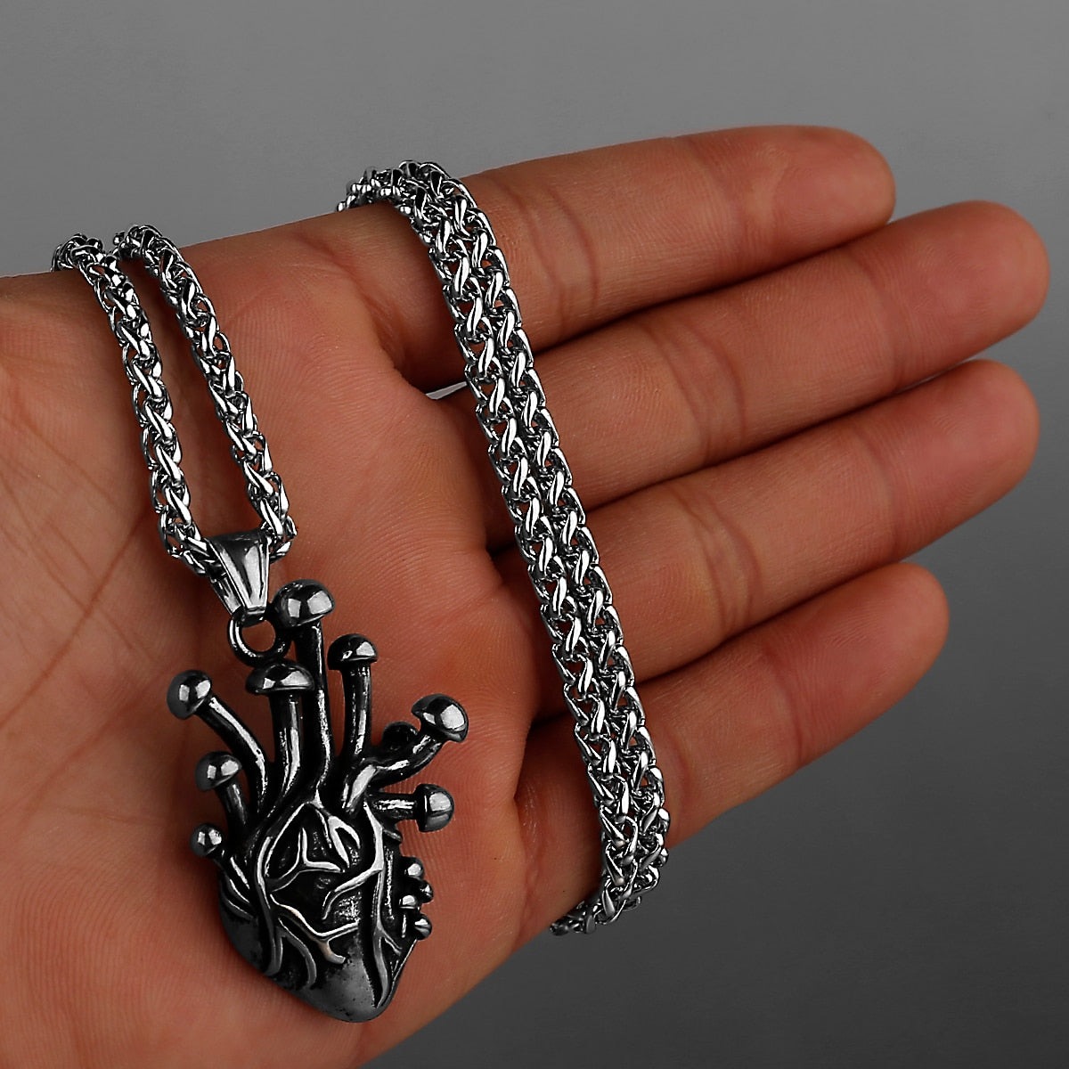 Retro Gothic Simple Heart Pendant Men's Fashion Punk Simple Heart Gift Jewelry Default Title