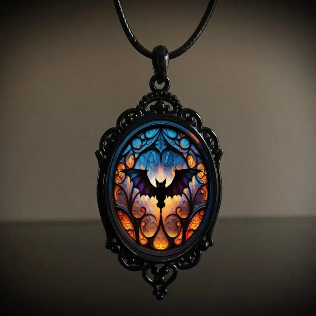 Gothic Vampire Owl Cameo Necklace Women Men Fashion Jewelry Accessories Gift Blood Owl Glass Charm Rope Chain Choker 21