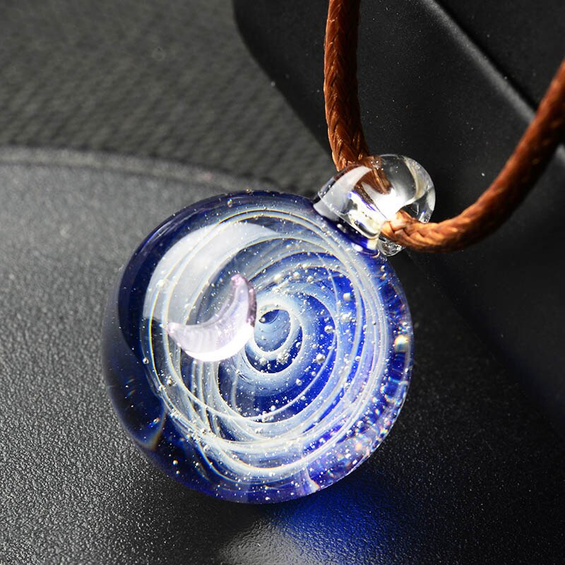 BOEYCJR Universe Star Moon Glass Bead Planets Pendant Necklace Galaxy Rope Chain Solar System Design Necklace for Women 3