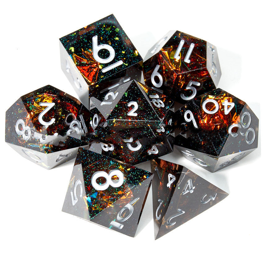 Resin Dice Set Dice Cthulhu Multi Faceted Running Group Sieve Brown black