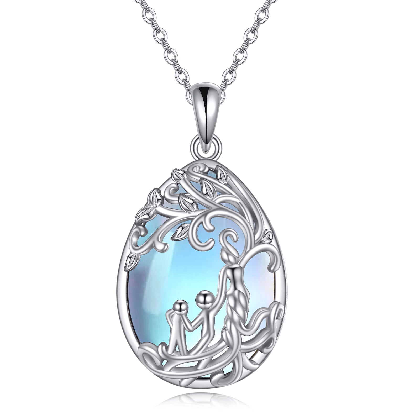 Sterling Silver Moonstone Tree of Life Mother Necklace Jewelry Gifts