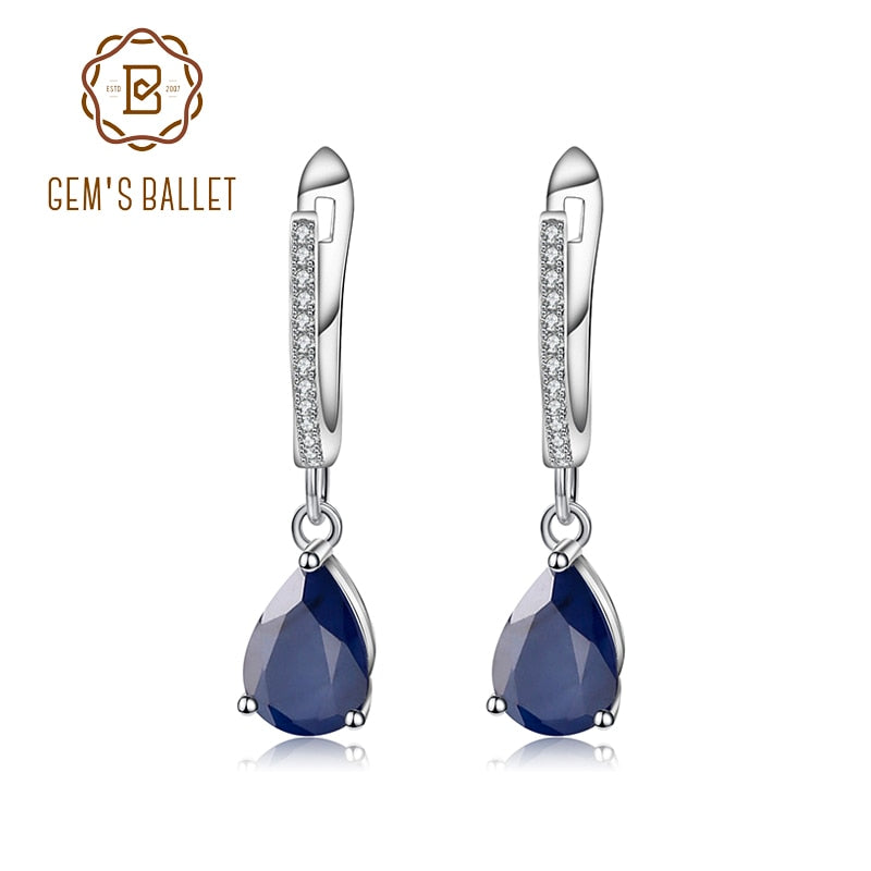 Gem&#39;s Ballet 5.05Ct Natural Blue Sapphire Gemstone Drop Earrings 925 Sterling Silver Fine Jewelry For Women Wedding