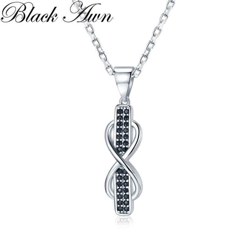 Black Awn Silver Color Classic Cross Jewelry Trendy Engagement Necklaces for Women Wedding Pendants K055 Default Title