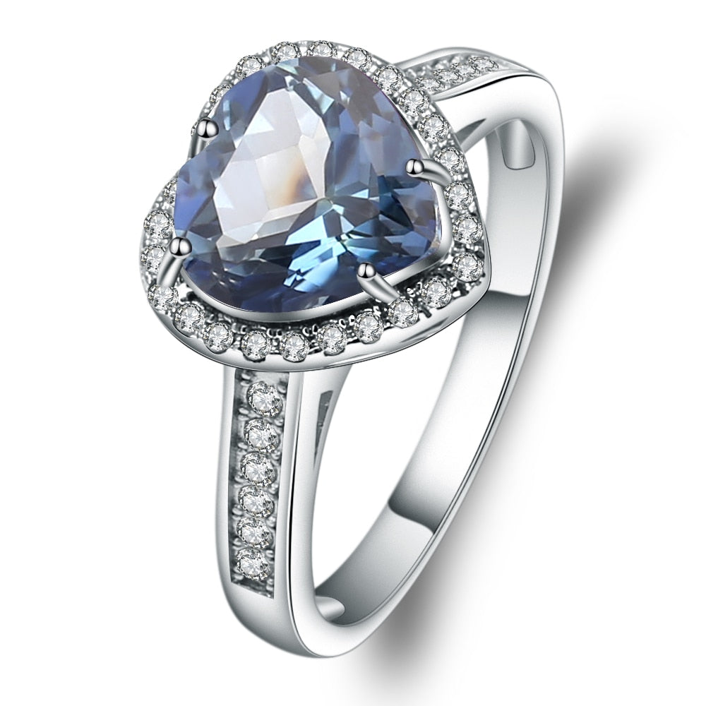 GEM&#39;S BALLET 925 Sterling Silver Heart Shape Natural Iolite Blue Mystic Romantic Quartz Gemstone Rings Fine Jewelry For Women