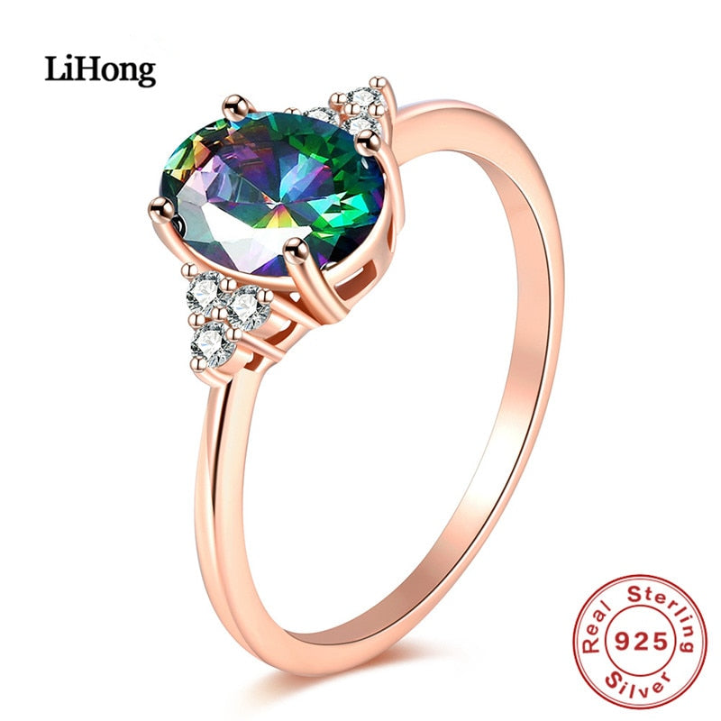 New Design 925 Silver Rings Colored Zircon Rose Gold Sterling Silver Ring For Woman Charm Jewelry