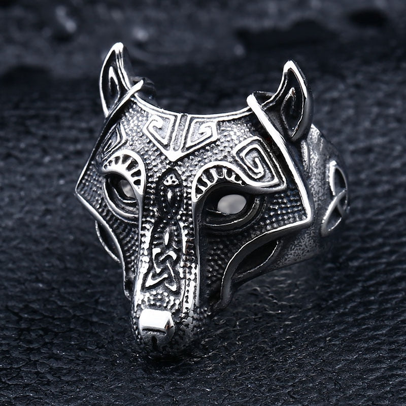 steel soldier Nordic wolf hammer of Thor Norse Viking men ring new arrivals men's jewelry viking wolf ring