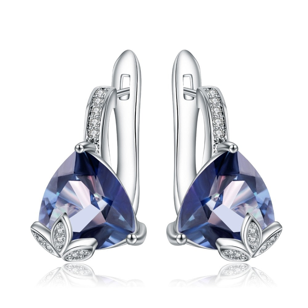 GEM&#39;S BALLET 6.10Ct Natural Iolite Blue Mystic Quartz Triangle Earrings 925 Sterling Silver Stud Earrings For Women Engagement Default Title