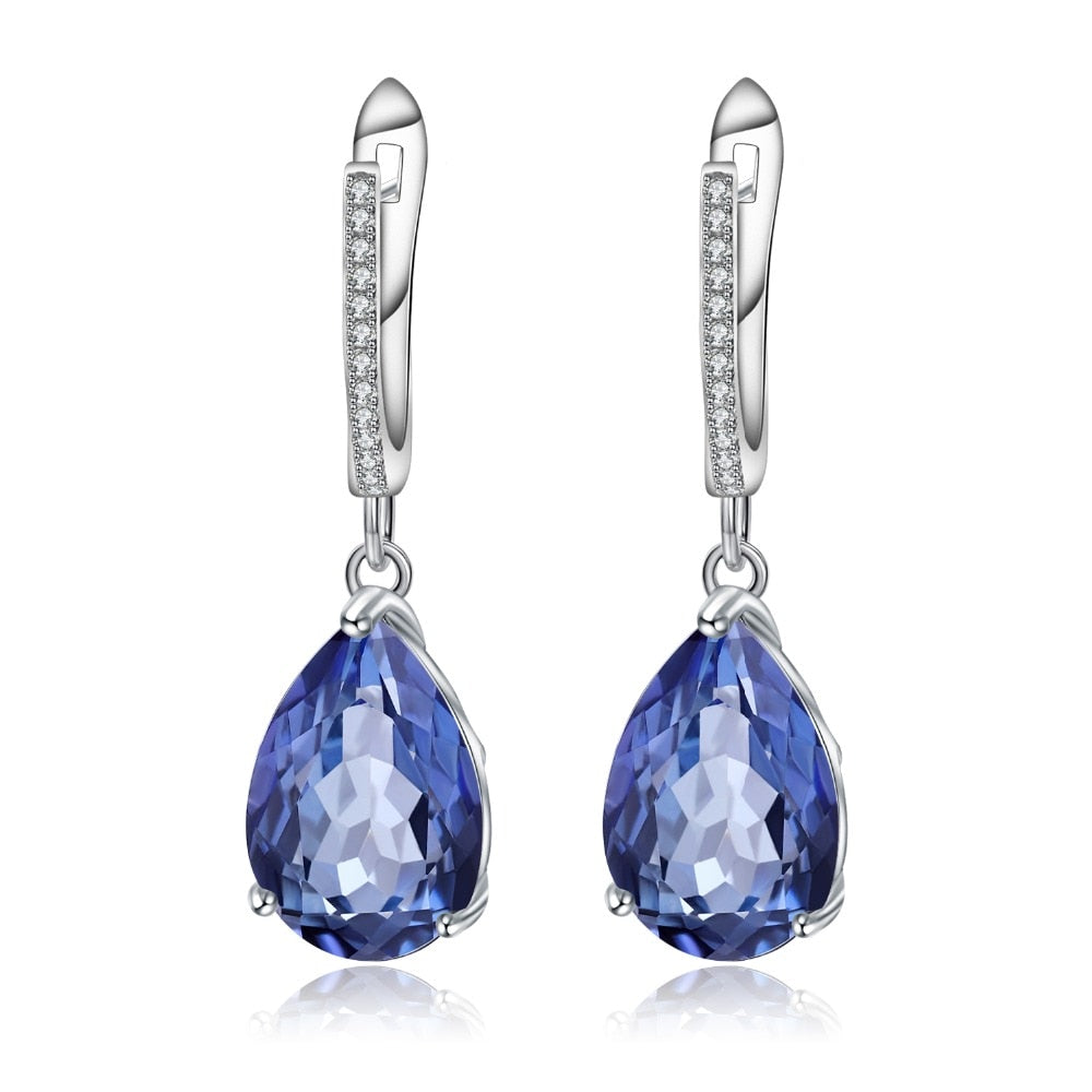GEM&#39;S BALLET 925 Sterling Silver Water Drop Earrings for Women 10.44Ct Natural Iolite Blue Mystic Quartz Gemstone Fine Jewelry Default Title