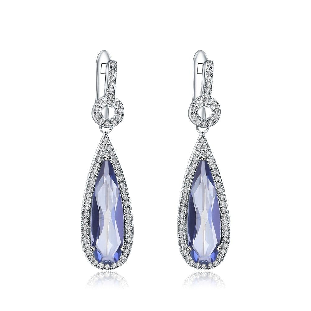 GEM&#39;S BALLET 925 Sterling Silver Fine Jewelry For Women Classic Natural Iolite Blue Mystic Quartz Gemstone Water Drop Earrings Default Title