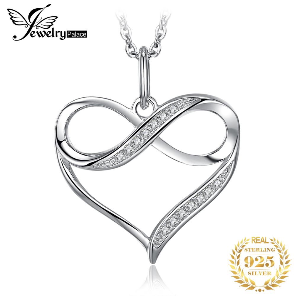 Jewelry Palace Infinity Love Knot Heart 925 Sterling Silver Pendant Necklace for Womam Girl Fashion Fine Jewelry Gift No Chain