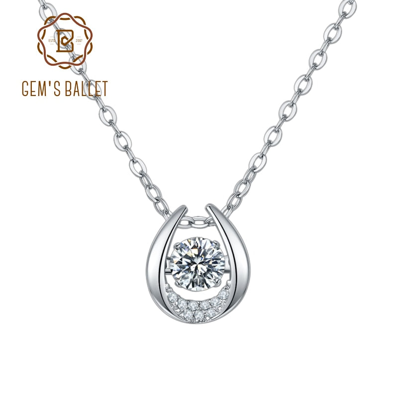 GEM&#39;S BALLET 925 Sterling Silver Twinkle Moissanite Jewelry 5.0mm 0.5Ct Moissanite Diamond Pendant Necklace For Women Wedding Default Title