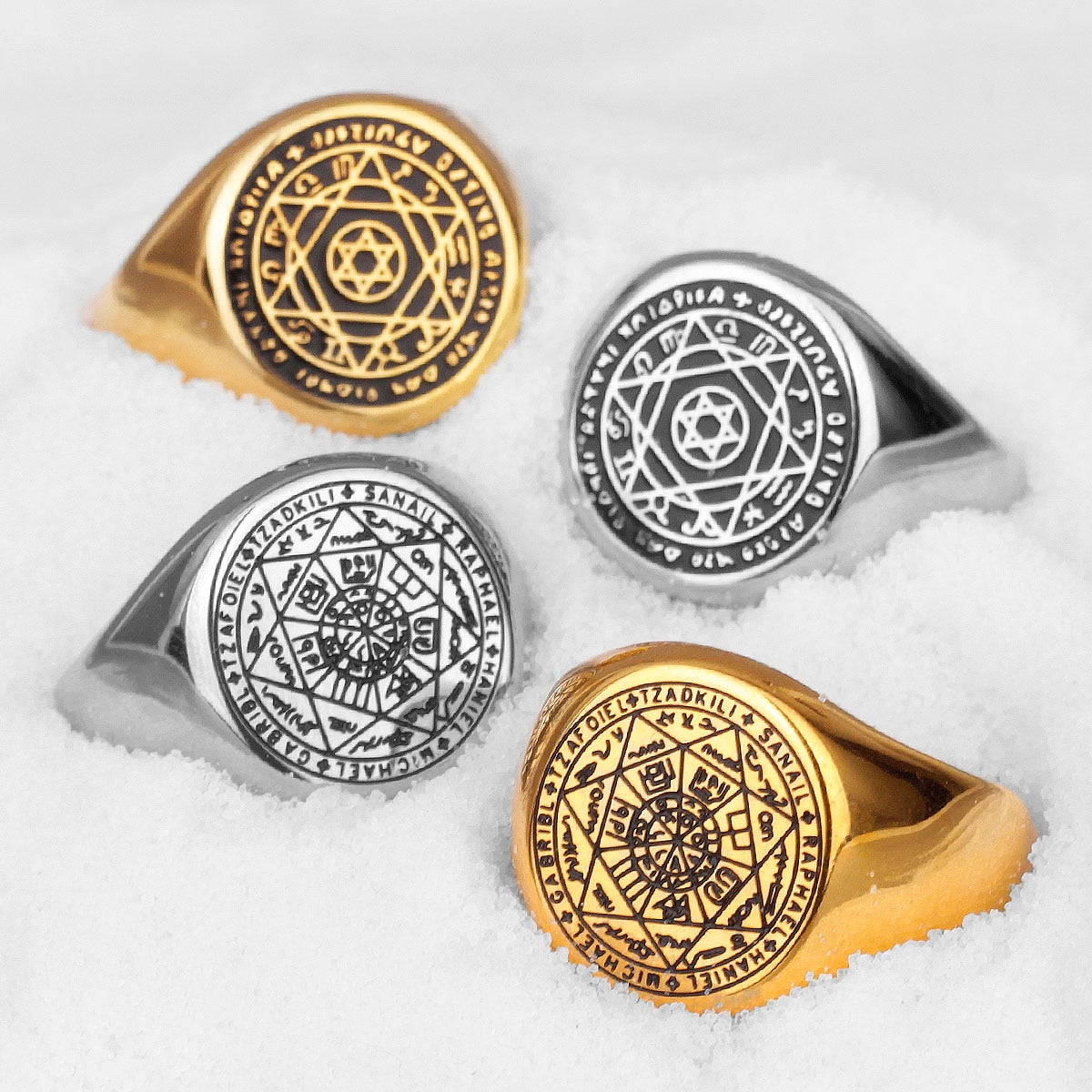 Constellation Patron Saint Star of David Amulet Stainless Steel Men's Rings for Male Boyfriend Jewelry Creativity Gift