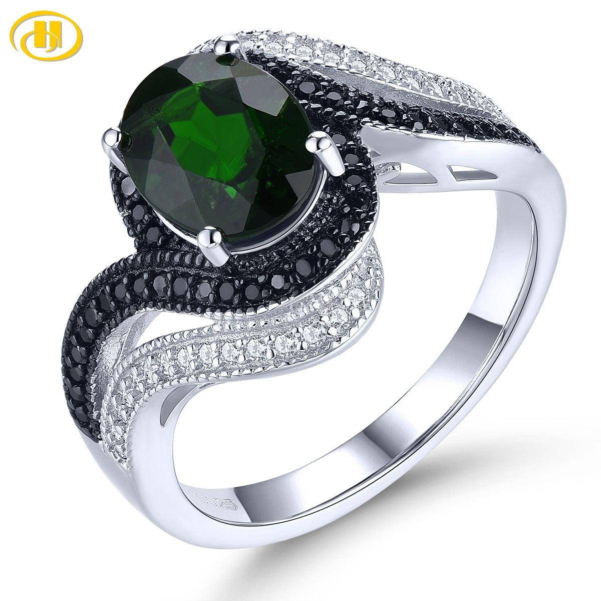 Natural Chrome Diopside Spinel Silver Rings 2.5 Carats Genuine Gemstone Special Design Women Casual Jewelrys Style Top Quality