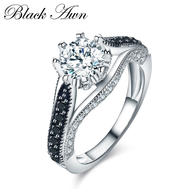 Black Awn 2023 New Fashion Rings For Women Classic Silver Color fashion jewelry Bague for Women Wedding Ring Bijoux C017