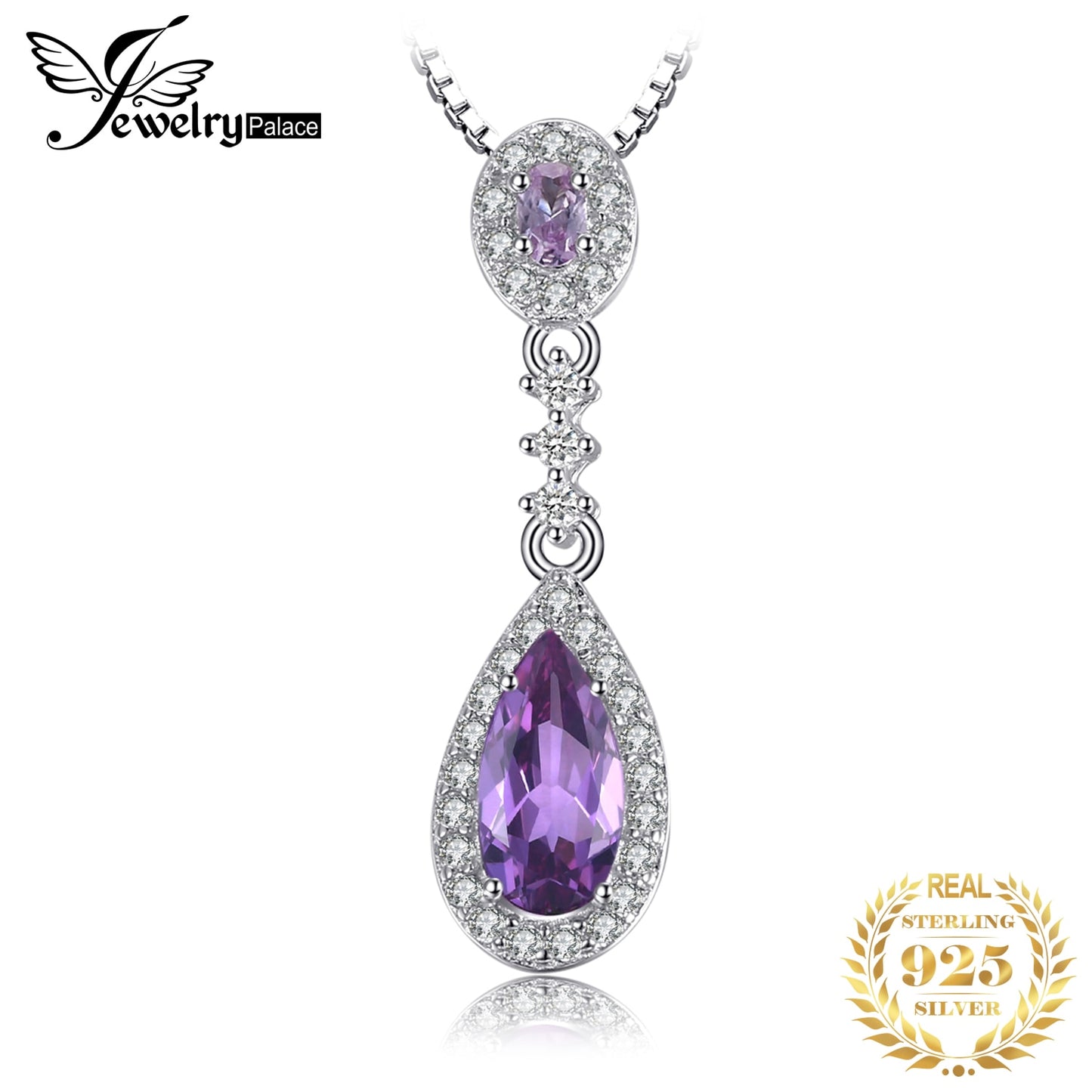 JewelryPalace 2ct Created Alexandrite Sapphire 925 Sterling Silver Fashion Drop Pendant Necklace for Woman Fine Jewelry No Chain Default Title