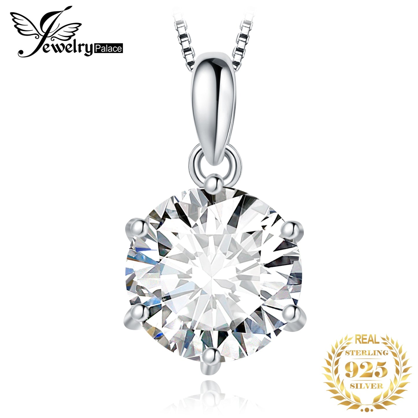JewelryPalace Moissanite D Color 1ct 1.5ct 2ct 3ct Round 925 Sterling Silver Pendant Necklace for Woman No Chain