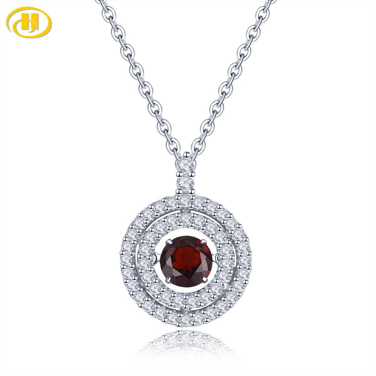 Natural Red Garnet Sterling Silver Pendant Round 4.5mm Faced Cut Classic Style S925 Jewelry Mother's Day Gift Default Title