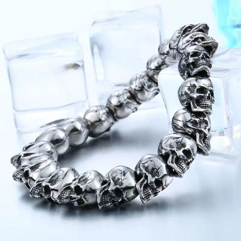 Retro Punk Metal Skull Men&#39;s and Women&#39;s Bracelet Rock Party Casual Banquet Jewelry Gift