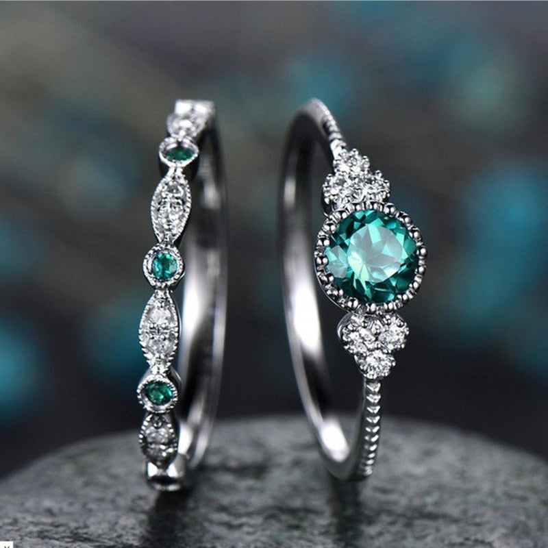 New 925 Sterling Silver Ring Inlaid Emerald Zircon Ring Wedding Ring Female High Jewelry Gift