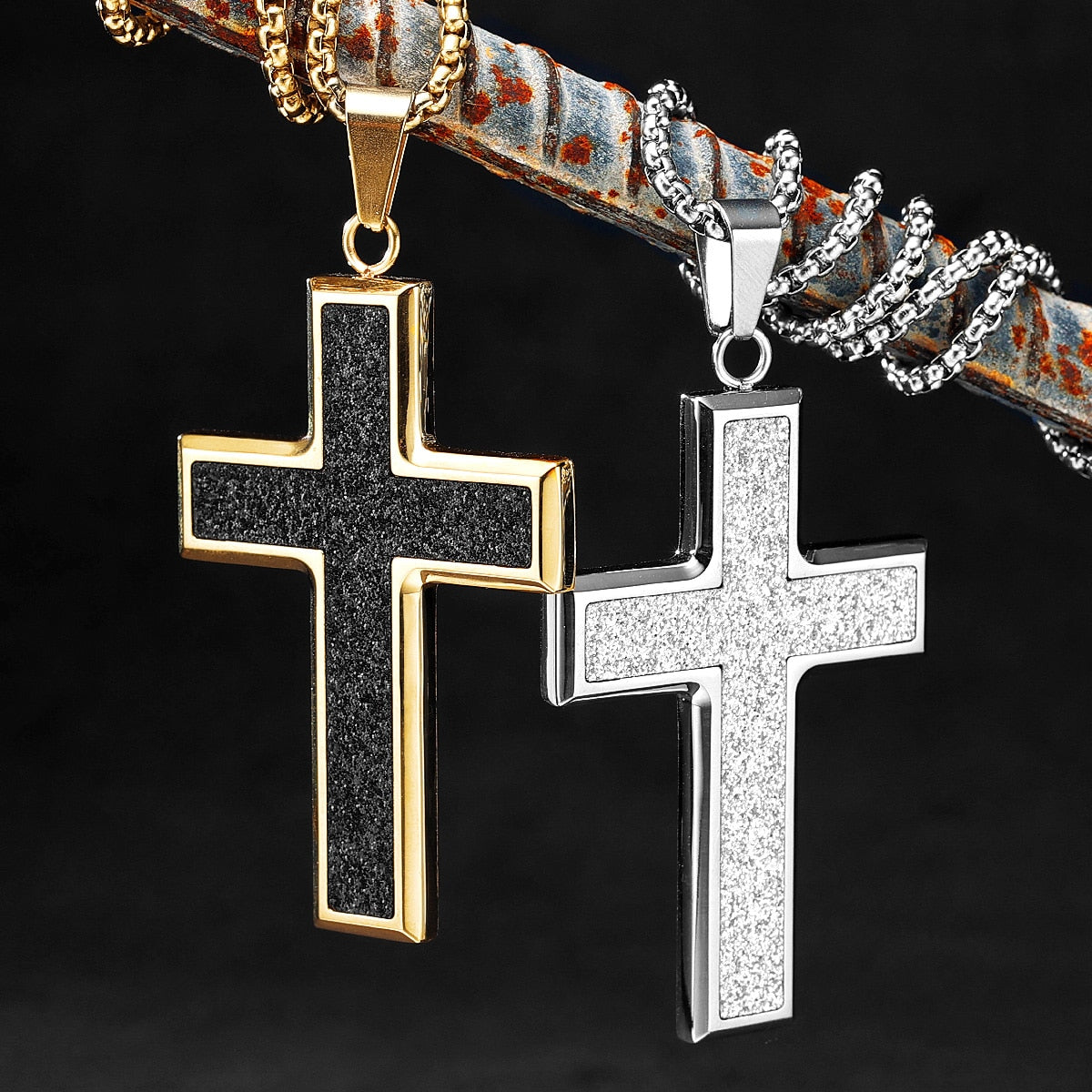 Simple Luxury Shining Cross Stainless Steel Men Women Necklaces Pendants Chain Punk Trendy Jewelry Creativity Gift